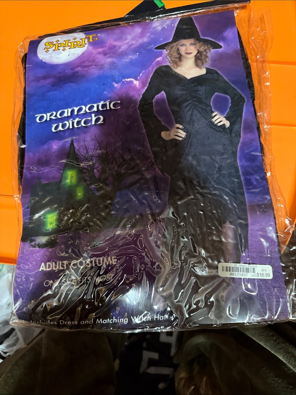Spirit Black Dramatic Witch Costume with Matching Hat